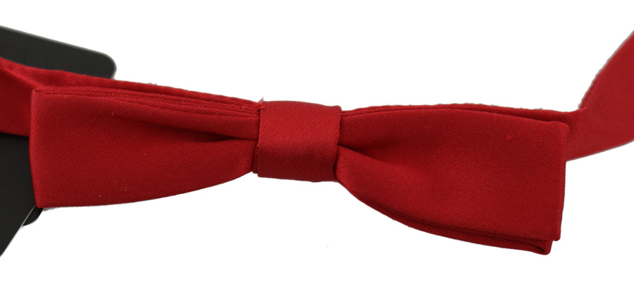 Dolce & Gabbana Rote 100% Seide Schlank Einstellbare Hals Papillon Fliege