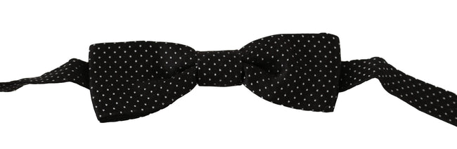 Dolce & Gabbana Schwarz Polka Dots Seide Einstellbare Hals Papillon Männer Fliege