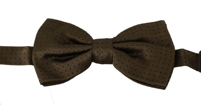 Dolce & Gabbana Braun Polka Dots Seide Einstellbare Hals Papillon Männer Fliege