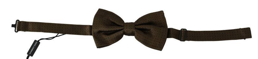 Dolce & Gabbana Braun Polka Dots Seide Einstellbare Hals Papillon Männer Fliege