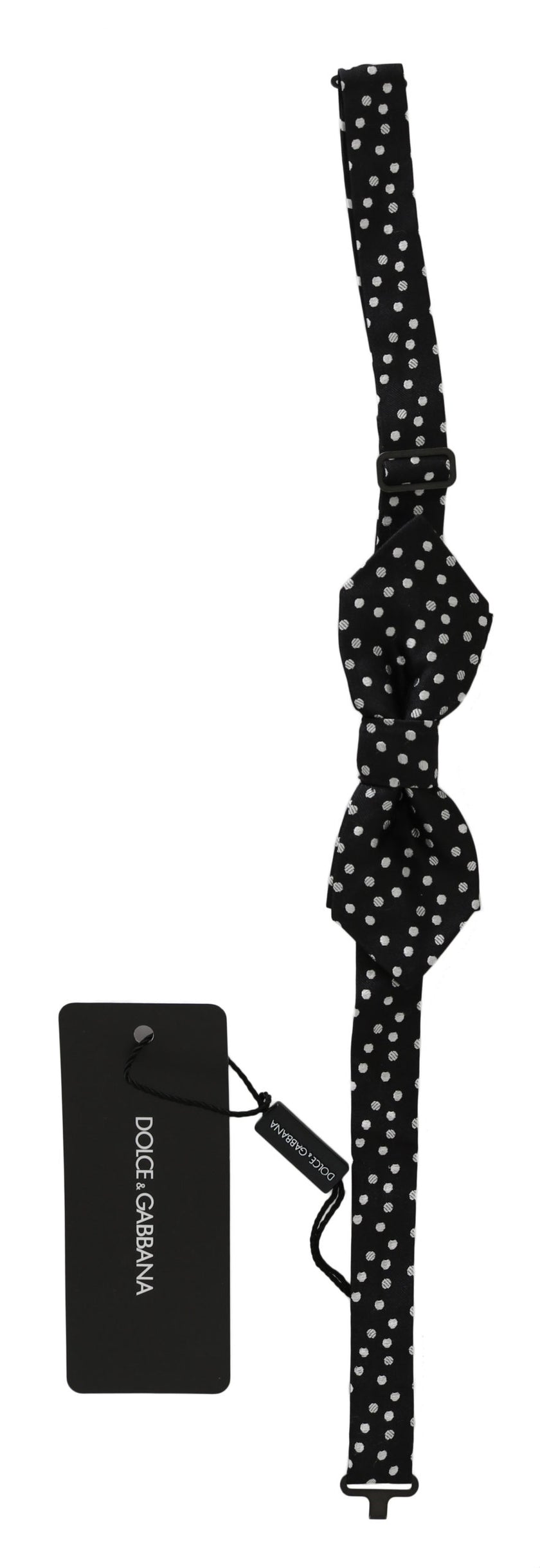 Dolce & Gabbana Schwarz Polka Dots Seide Einstellbare Hals Papillon Männer Fliege