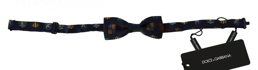 Dolce & Gabbana Blaue Flaggen 100% Seide Einstellbare Hals Papillon Männer Fliege
