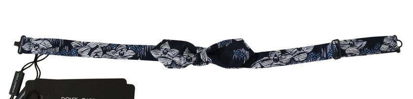 Dolce & Gabbana Marineblaue florale schlanke verstellbare Hals Papillon Männer Fliege