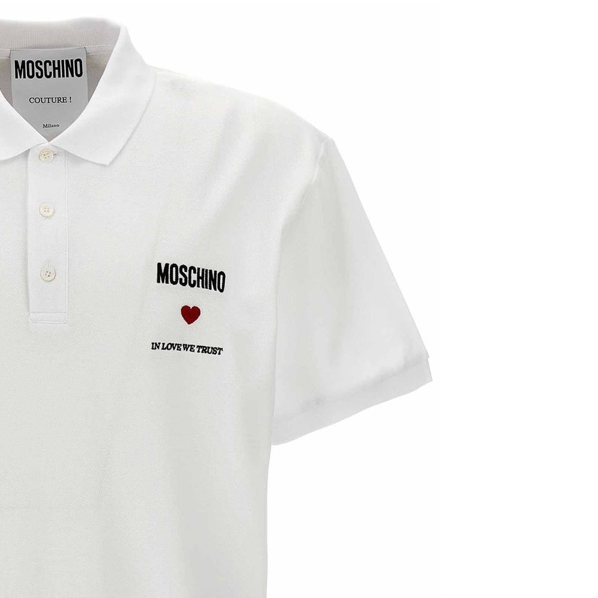 Moschino Couture Weißes Poloshirt aus Baumwolle