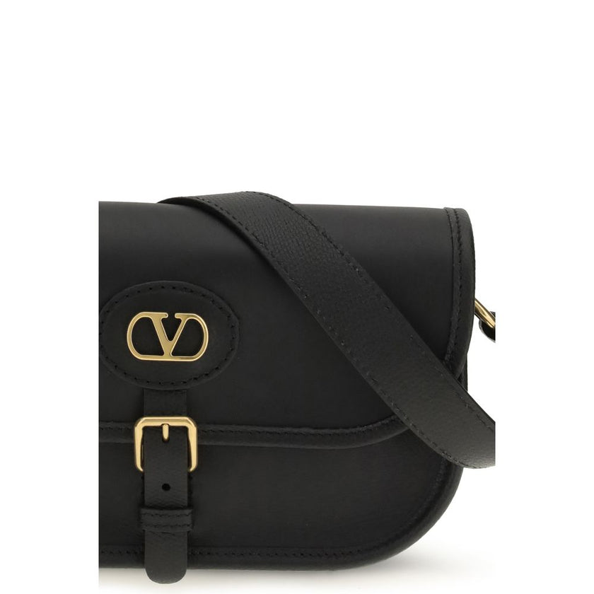 Valentino Garavani Schwarze Bos Taurus Kalbsleder Schultertasche