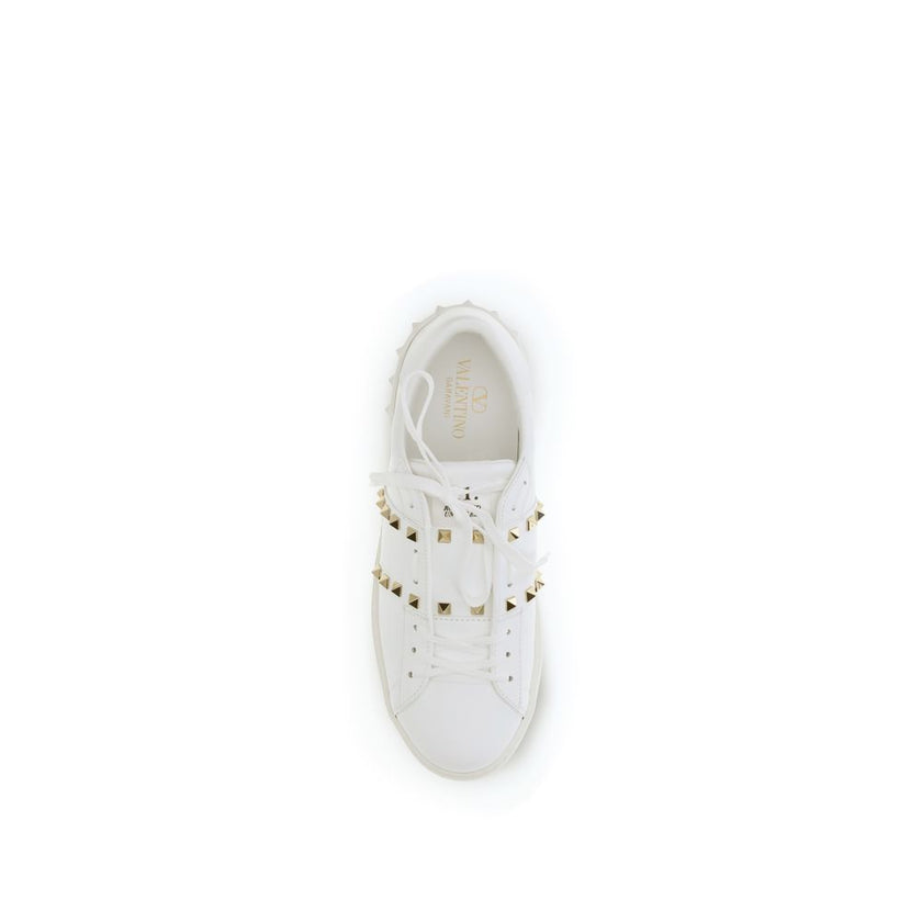 Valentino Garavani Weiße Low-Top-Sneaker aus Kalbsleder Bos Taurus
