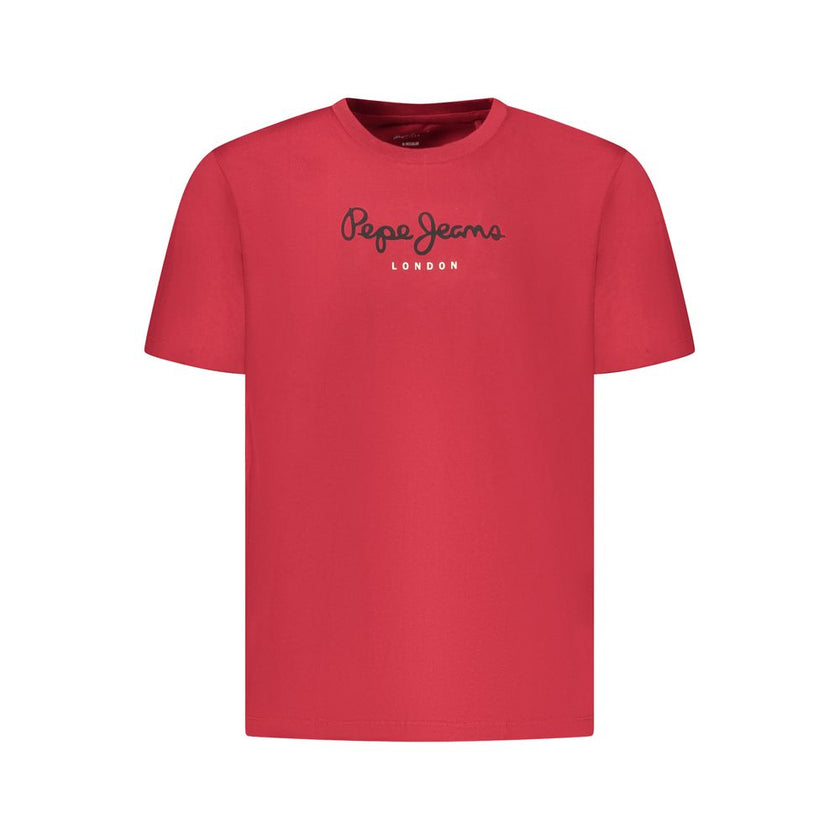 Pepe Jeans Rotes Baumwoll-T-Shirt für Herren