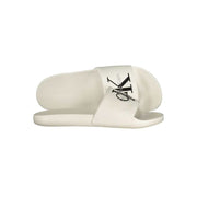 Calvin Klein weiße Herren-Slipper aus Polyurethan mit Logo-Stickerei und elegantem Design