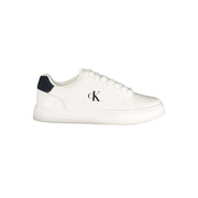 Calvin Klein Bianco Poliuretano Uomo Sneaker in white with blue accents and CK logo on tongue