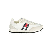 Weiße Tommy Hilfiger Herren-Sneaker aus Polyurethan mit Logo und Kontrastdetails