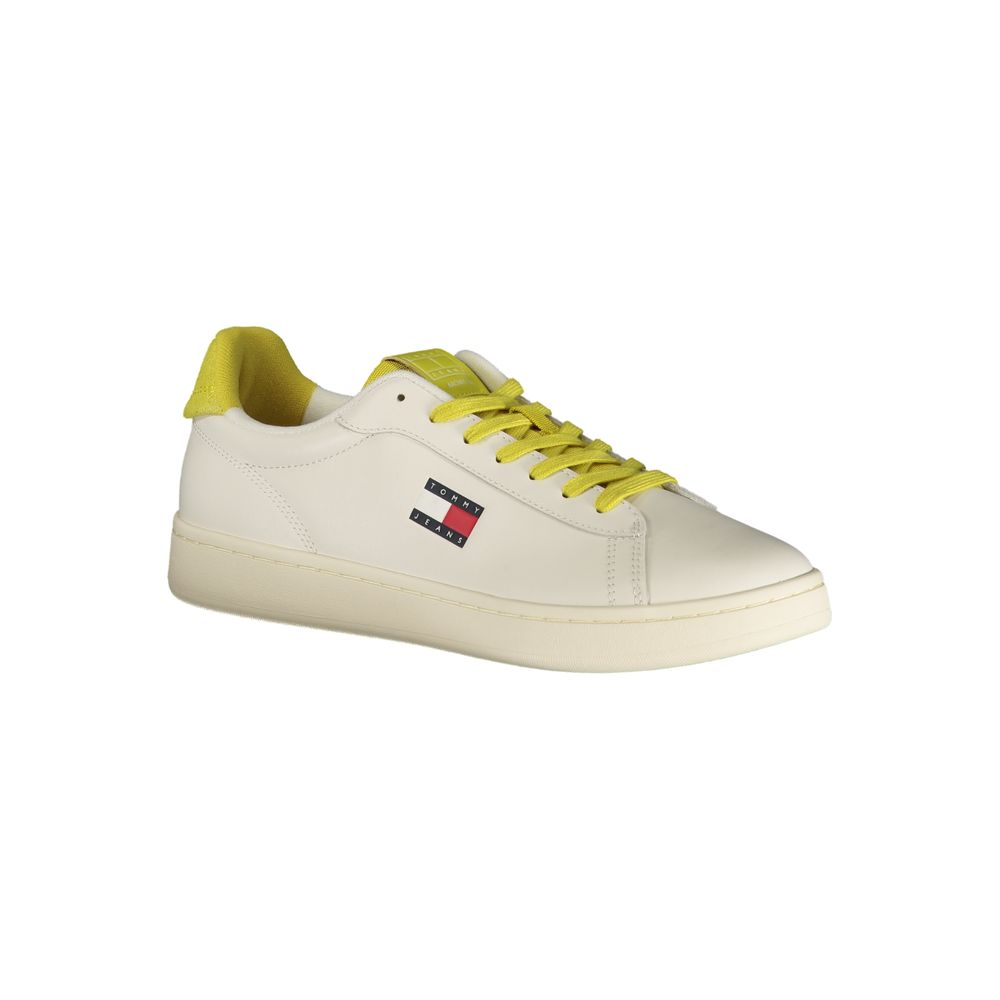 Tommy Hilfiger White Polyurethane Men's Sneakers