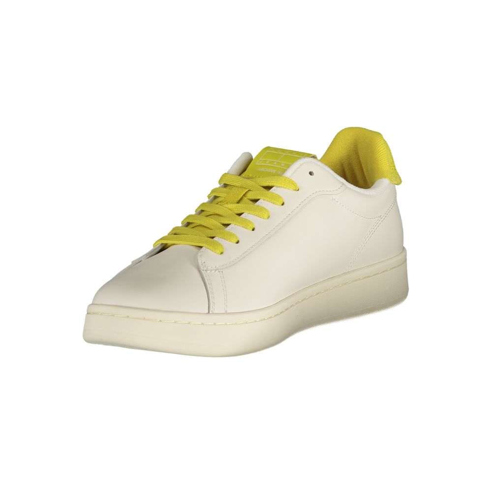 Tommy Hilfiger White Polyurethane Men's Sneakers