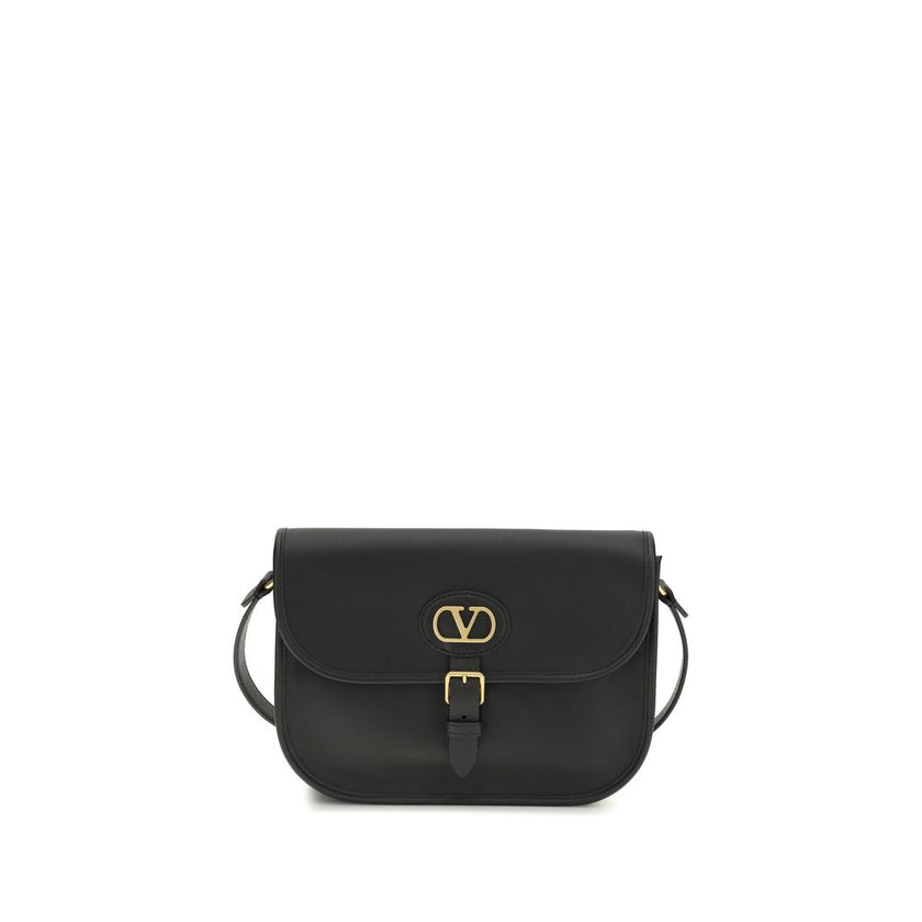 Valentino Garavani Schwarze Bos Taurus Kalbsleder Schultertasche