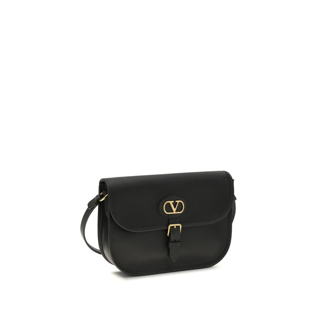 Valentino Garavani Schwarze Bos Taurus Kalbsleder Schultertasche