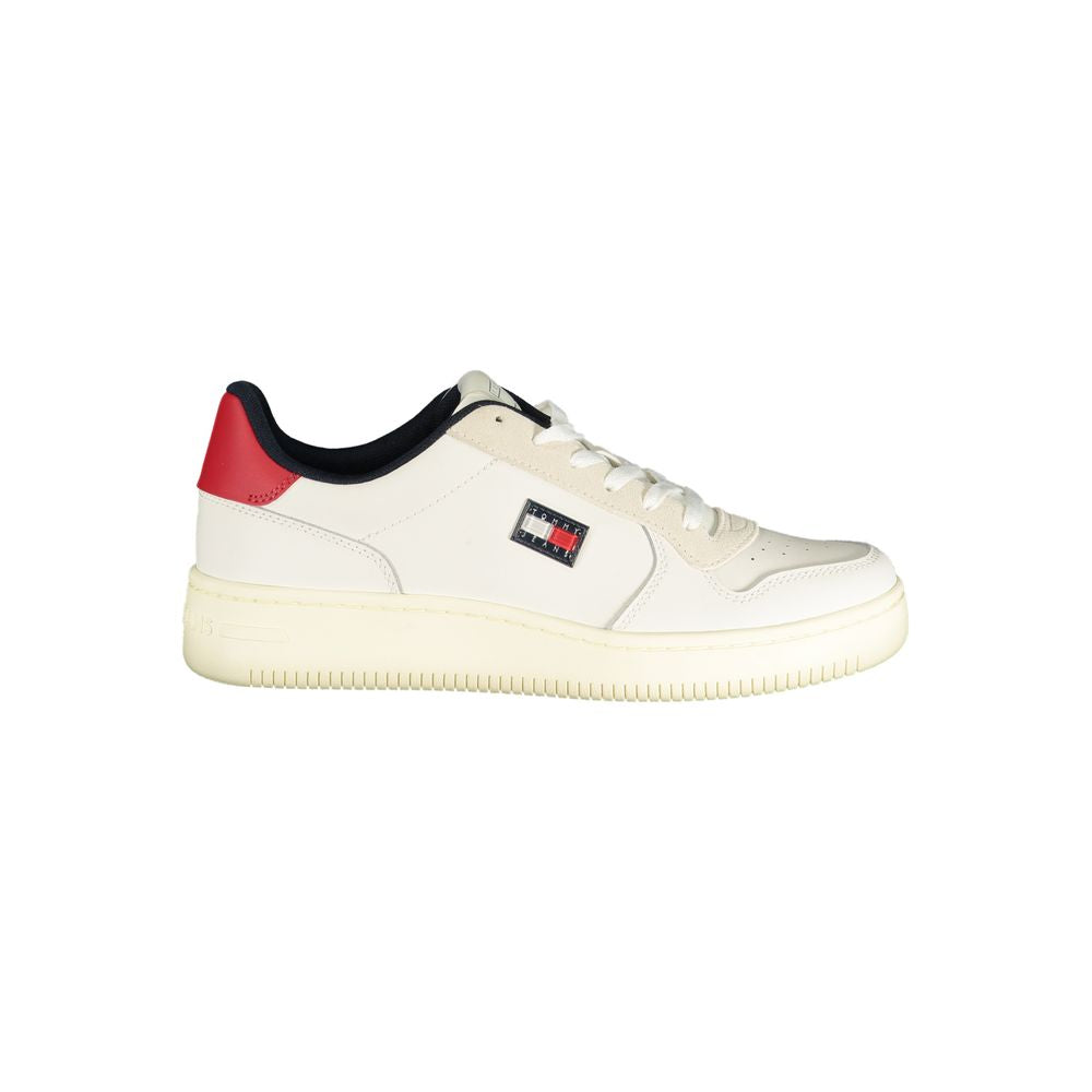 Tommy Hilfiger White Polyurethane Men's Sneakers