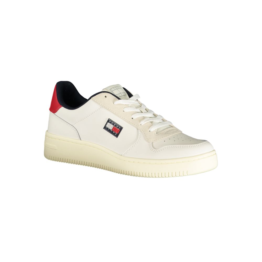 Tommy Hilfiger White Polyurethane Men's Sneakers