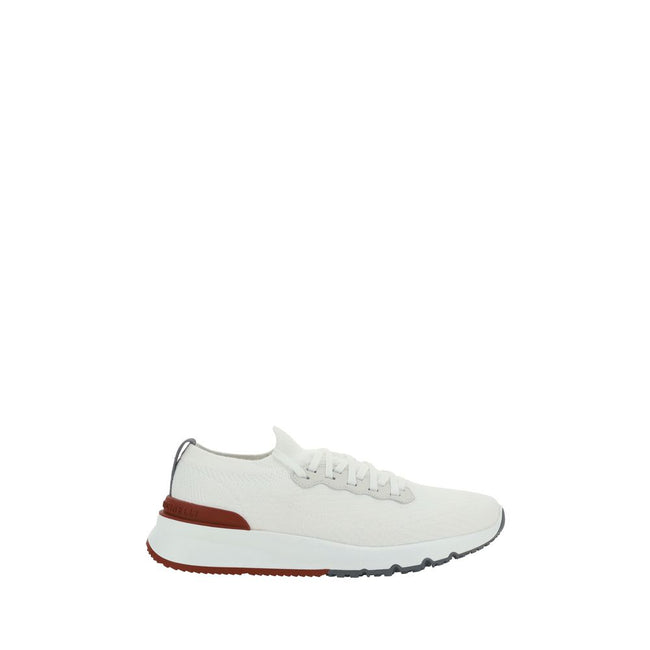 Brunello Cucinelli Weiße Low-Top-Sneaker aus Baumwolle