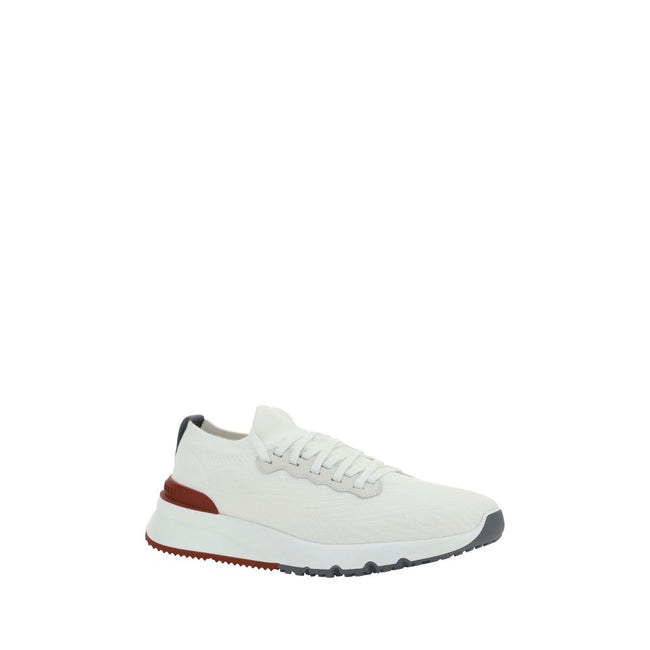 Brunello Cucinelli Weiße Low-Top-Sneaker aus Baumwolle