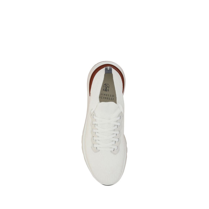 Brunello Cucinelli Weiße Low-Top-Sneaker aus Baumwolle