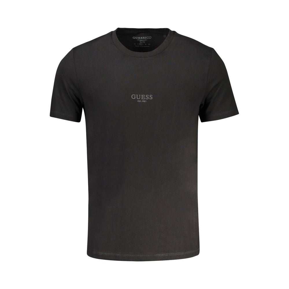 Guess Jeans Nero schwarzes Herren Baumwoll-T-Shirt mit GUESS Logo und schmaler Passform