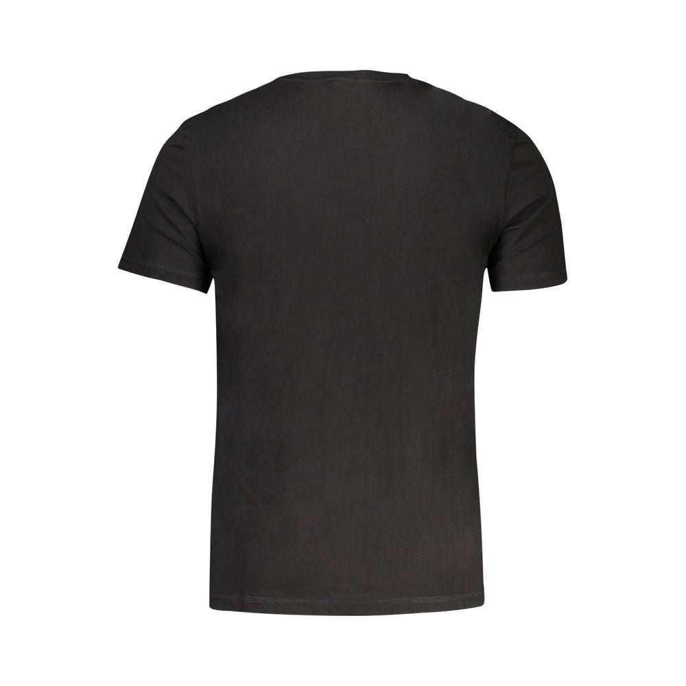 Schwarzes Guess Jeans Herren T-Shirt aus 100% Baumwolle mit Logo und Rundhalsausschnitt