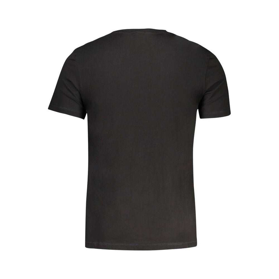 Schwarzes Guess Jeans Herren T-Shirt aus 100% Baumwolle mit Logo und Rundhalsausschnitt