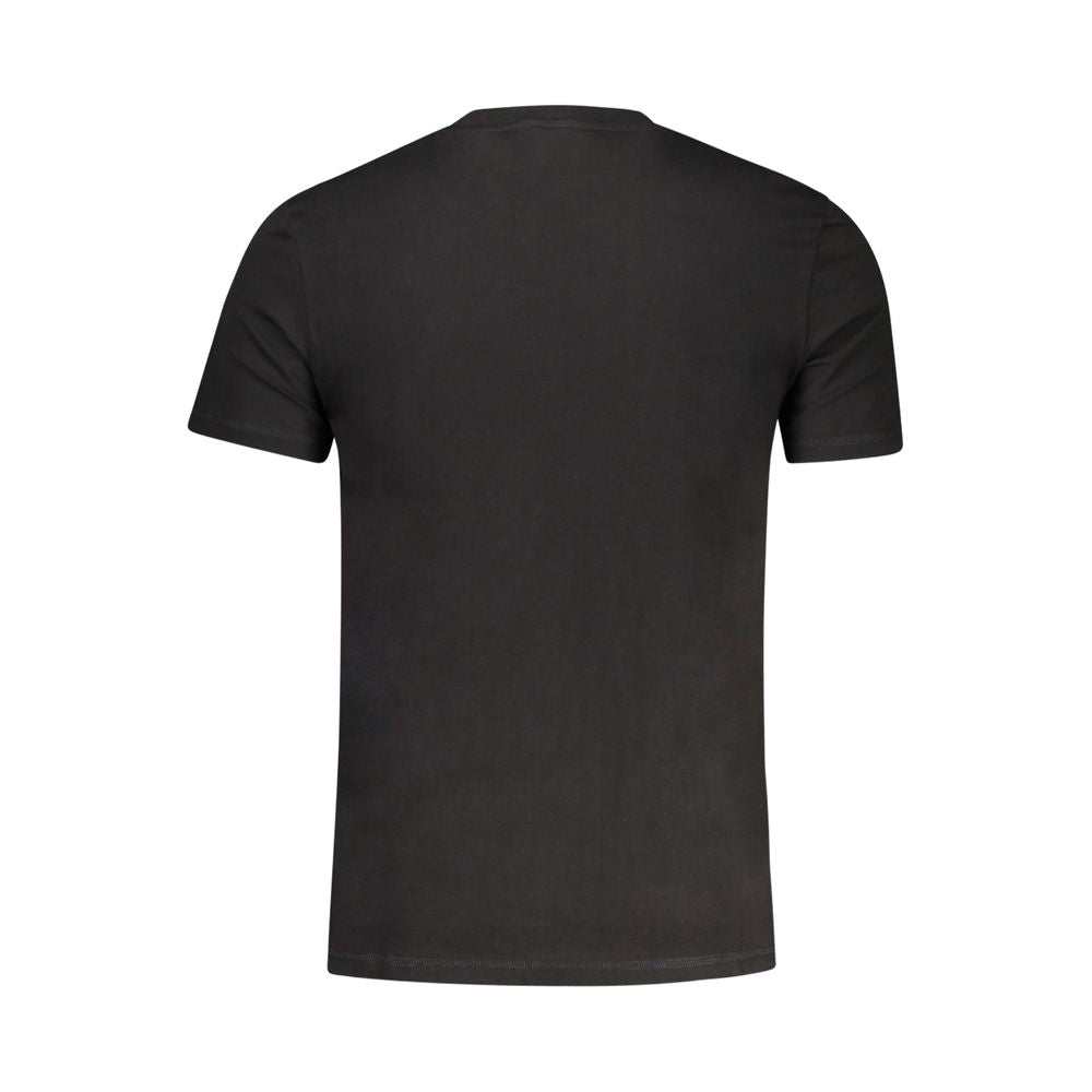 Schwarzes Guess Jeans T-Shirt aus 100% Bio-Baumwolle mit Rundhalsausschnitt und Logo für Herren