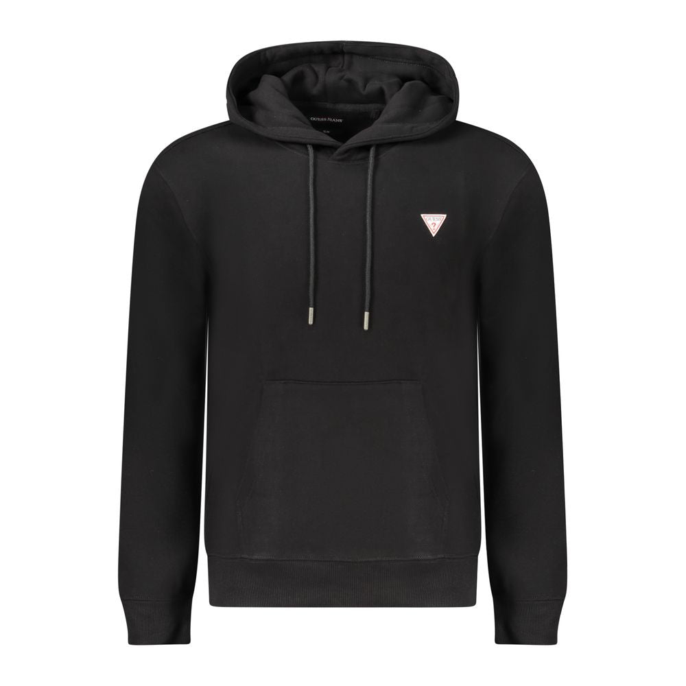 Guess Jeans Men's Black Cotton Slim Fit Hooded Sweatshirt