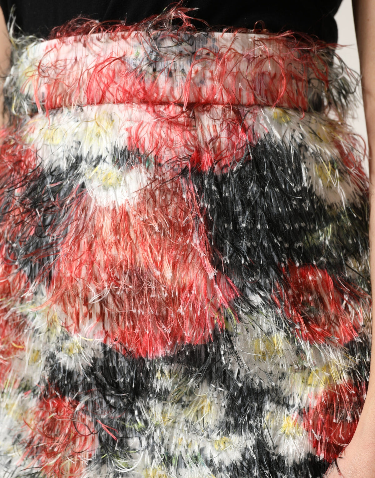 Dolce & Gabbana Multicolor Floral Faux Fur Pencil Skirt
