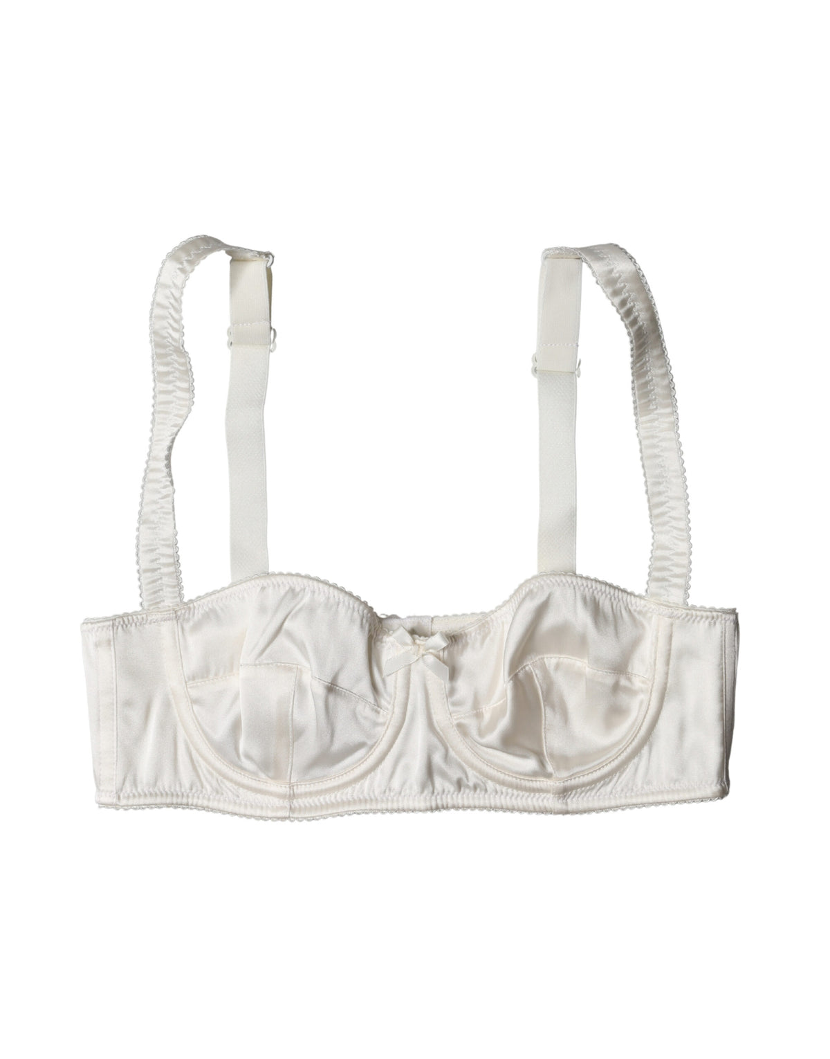 Dolce & Gabbana Weißer Seiden-Satin-Bügel-BH mit leichter Polsterung