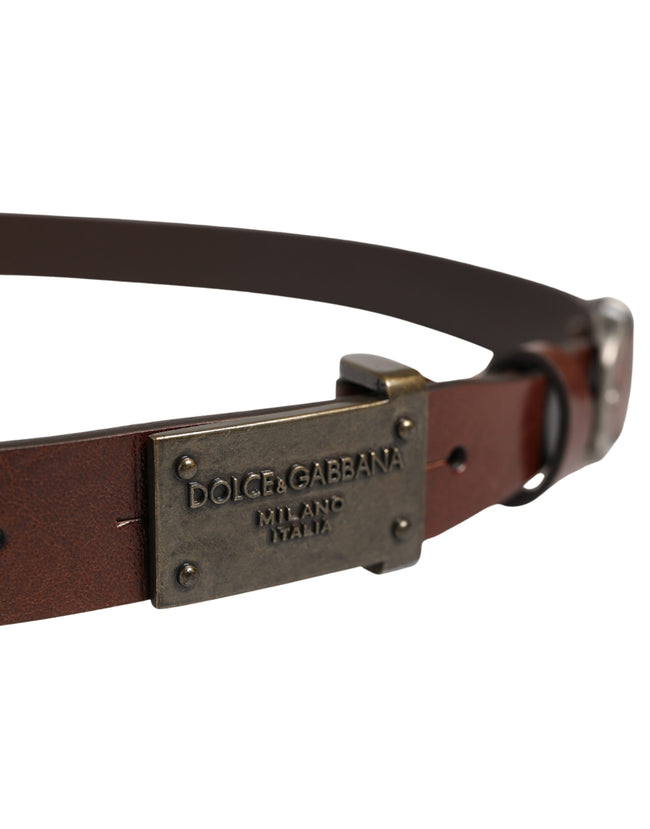 Dolce & Gabbana Brauner Ledergürtel mit Logo und Metallschnalle für Herren