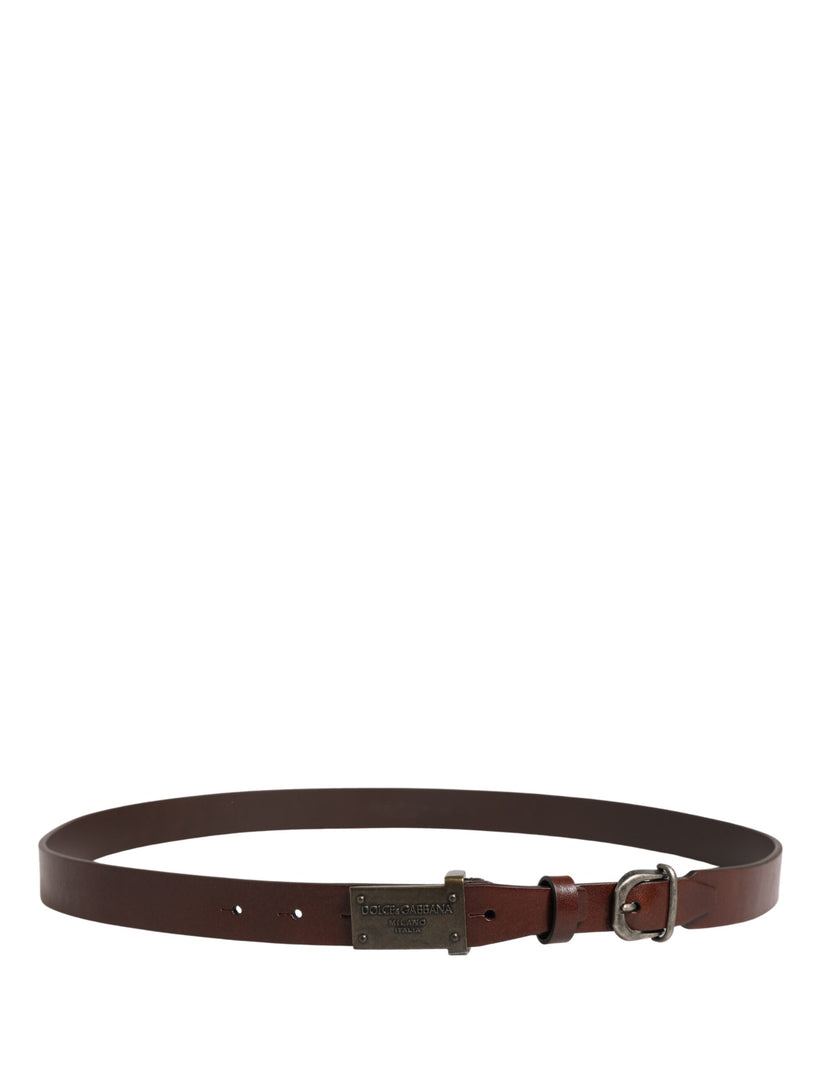 Dolce & Gabbana Brauner Ledergürtel mit Logo und Metallschnalle für Herren