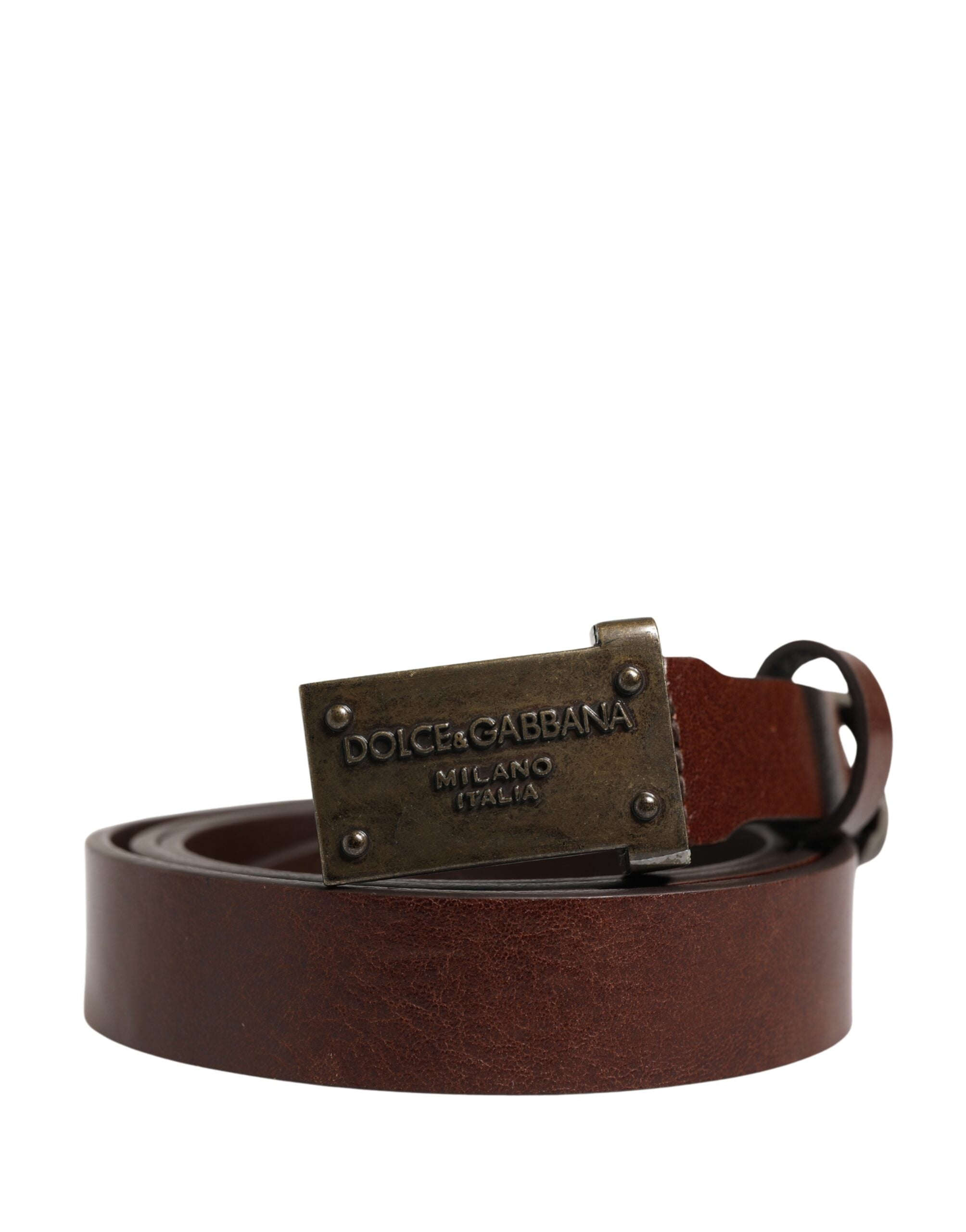 Dolce & Gabbana Brauner Ledergürtel mit Logo und Metallschnalle für Herren