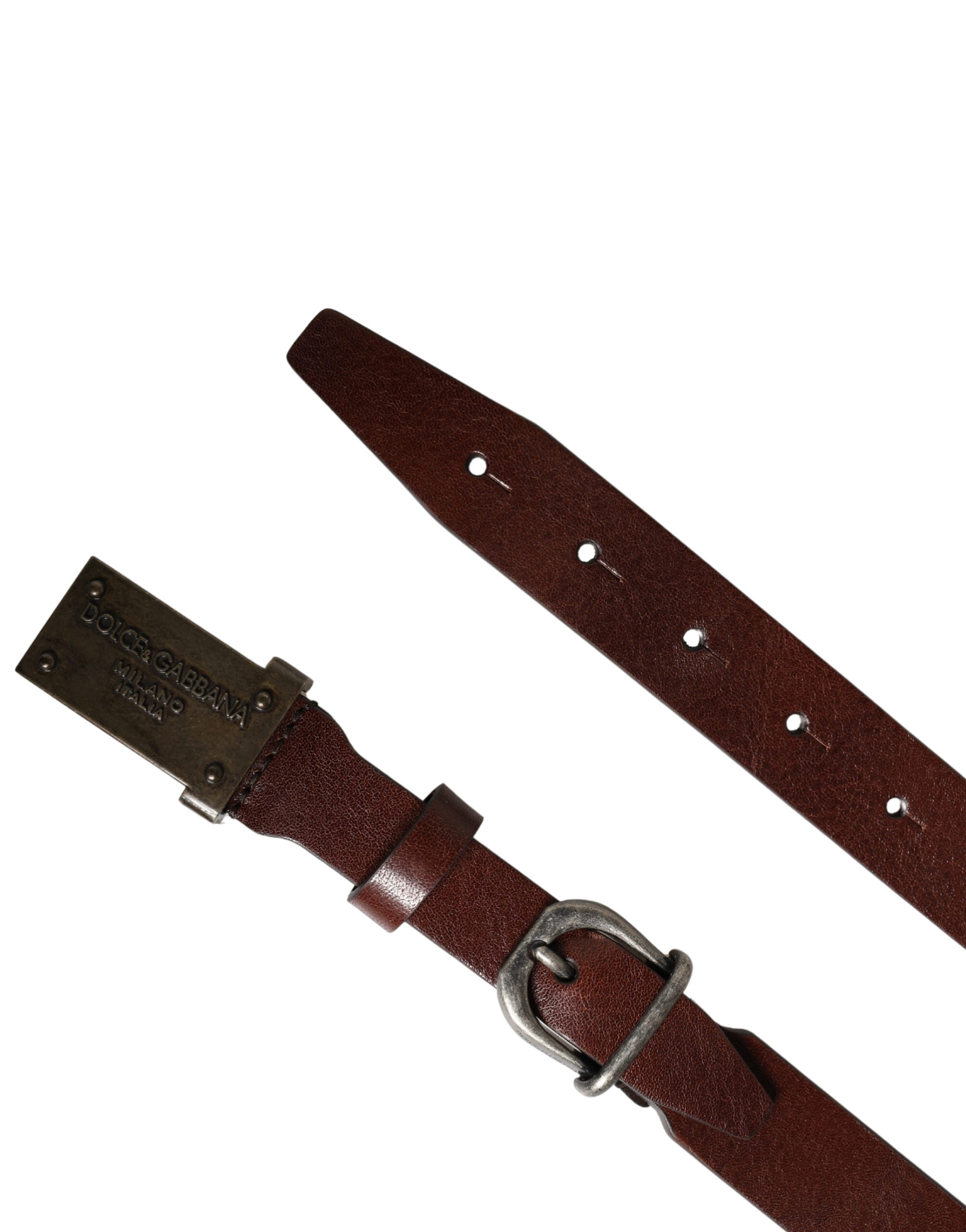 Dolce & Gabbana Brauner Ledergürtel mit Logo und Metallschnalle für Herren