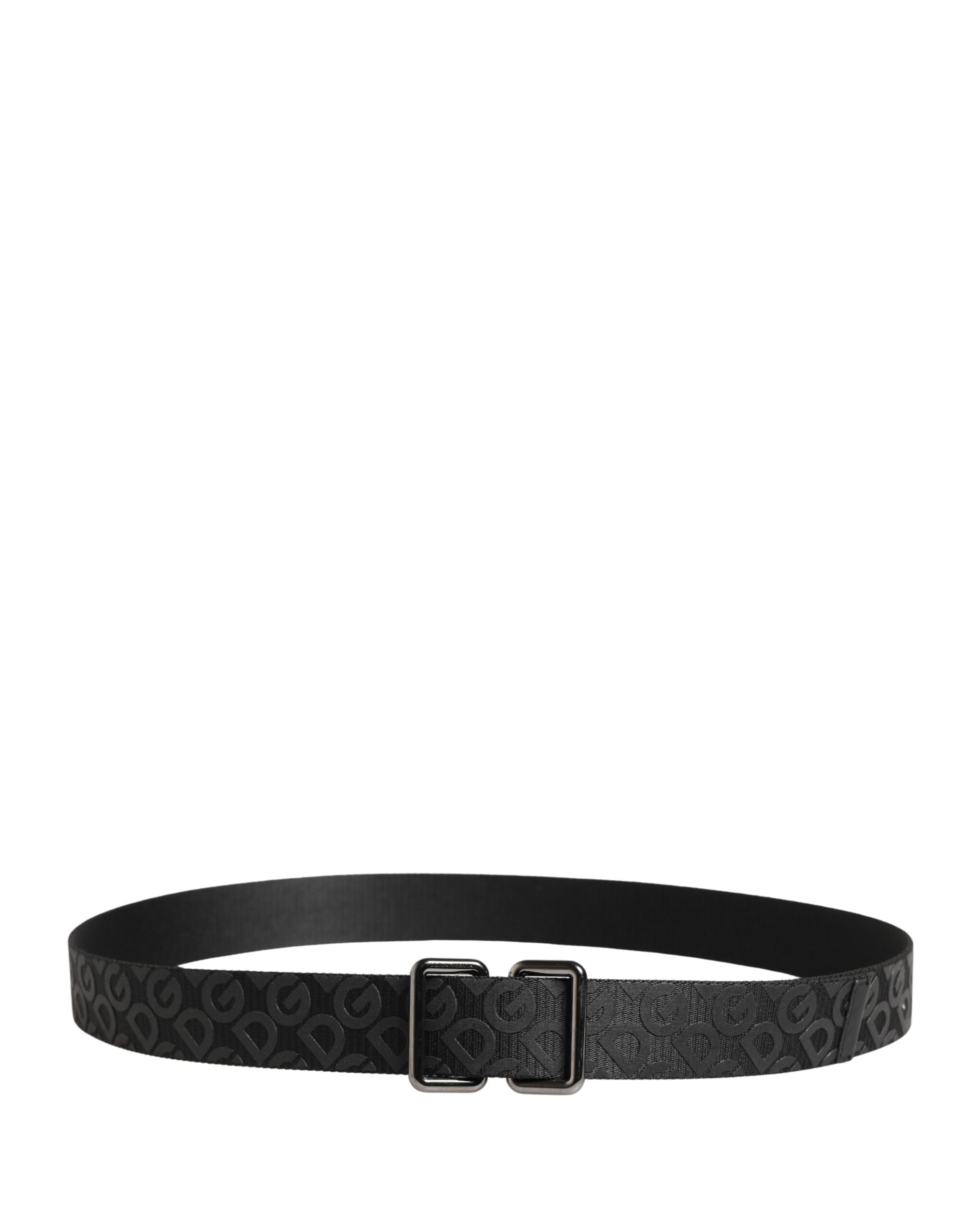 Dolce & Gabbana Schwarzer Gürtel mit Logo-Monogramm und silberner Metallschnalle