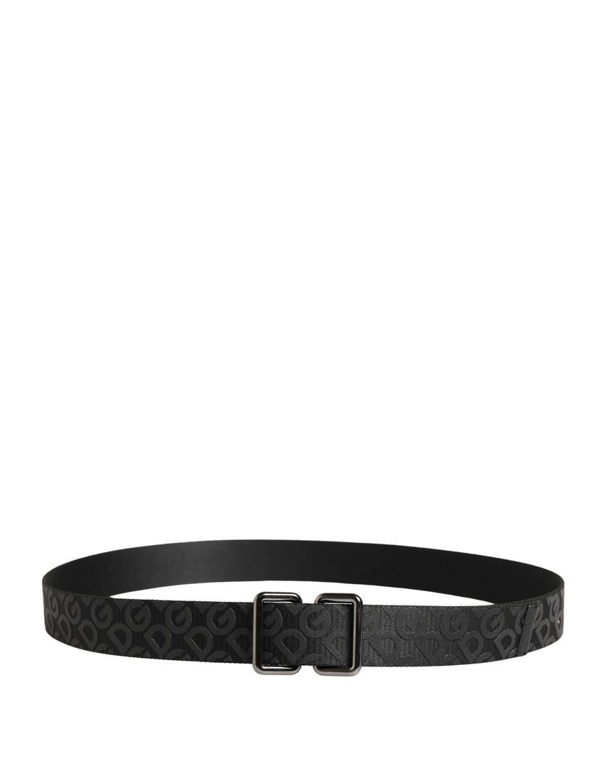 Dolce & Gabbana Schwarzer Gürtel mit Logo-Monogramm und silberner Metallschnalle