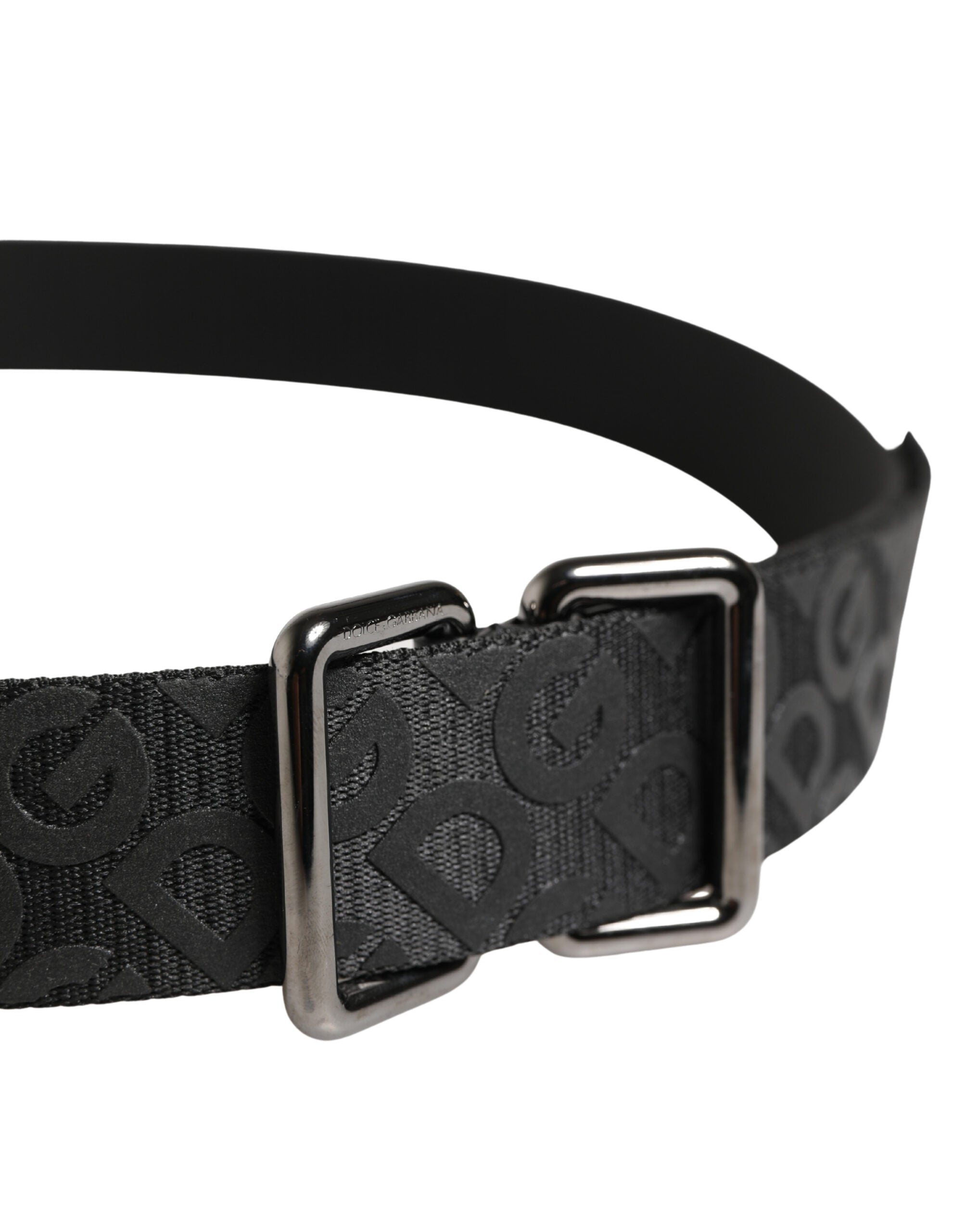Dolce & Gabbana Schwarzer Gürtel mit Logo-Monogramm und silberner Metallschnalle