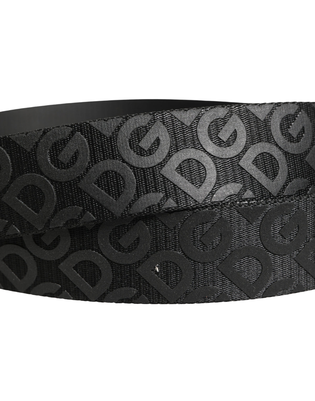 Dolce & Gabbana Black Belt with Logo Monogram and Silver Metal Buckle