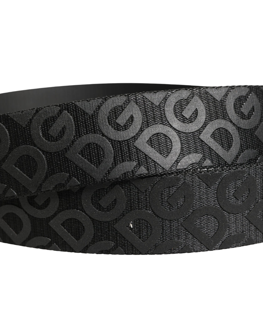 Dolce & Gabbana Schwarzer Gürtel mit Logo-Monogramm und silberner Metallschnalle