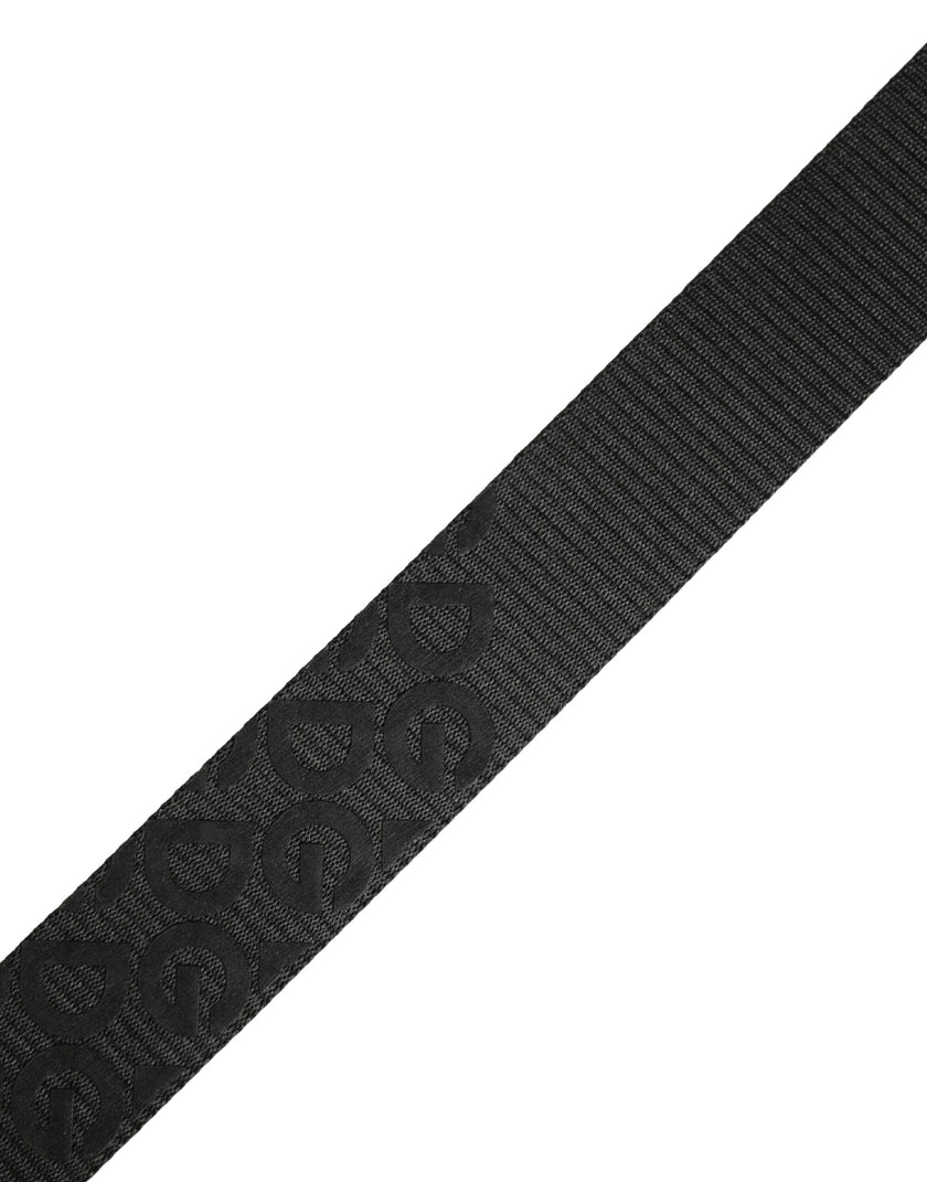 Dolce & Gabbana Schwarzer Gürtel mit Logo-Monogramm und silberner Metallschnalle