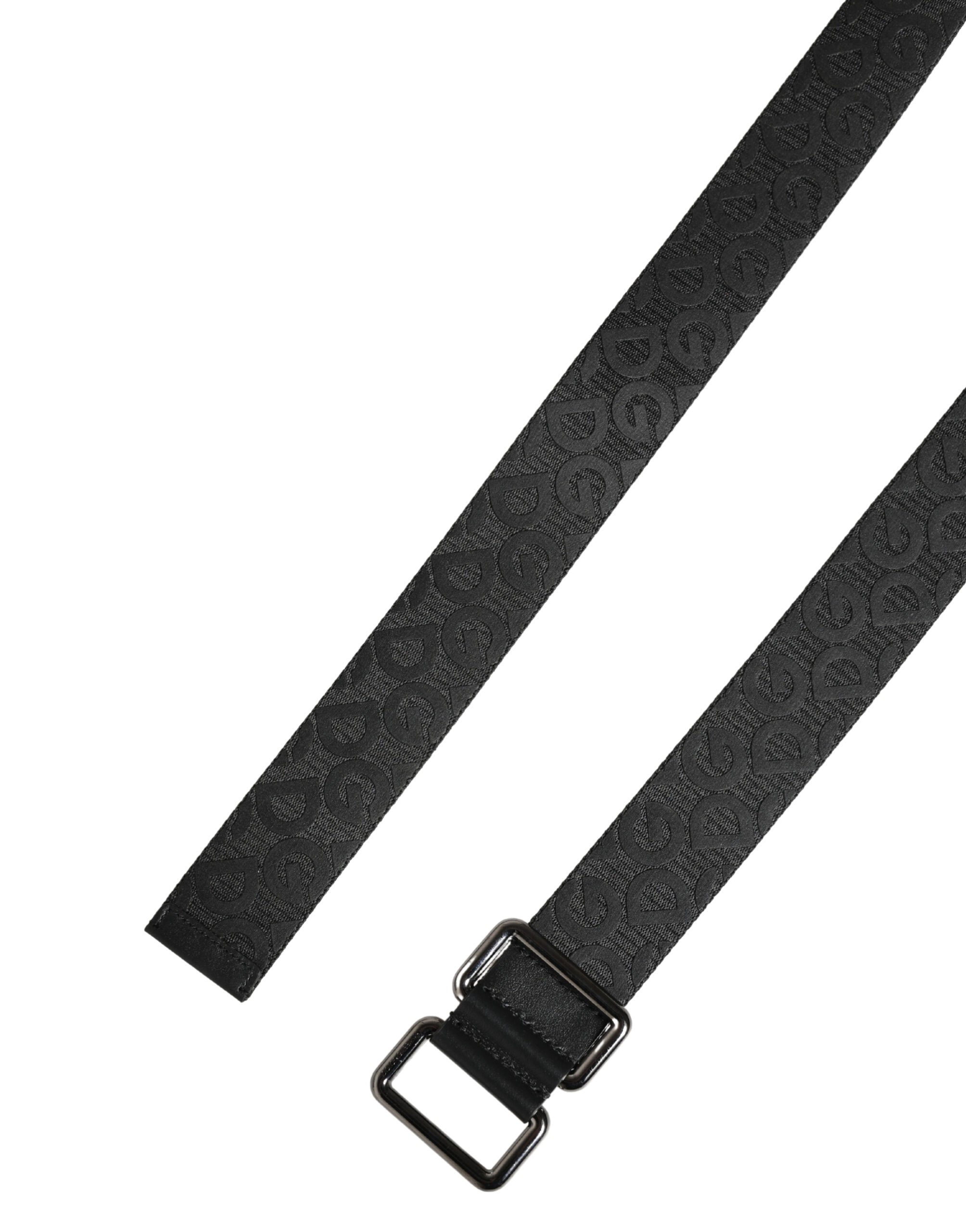Dolce & Gabbana Schwarzer Gürtel mit Logo-Monogramm und silberner Metallschnalle