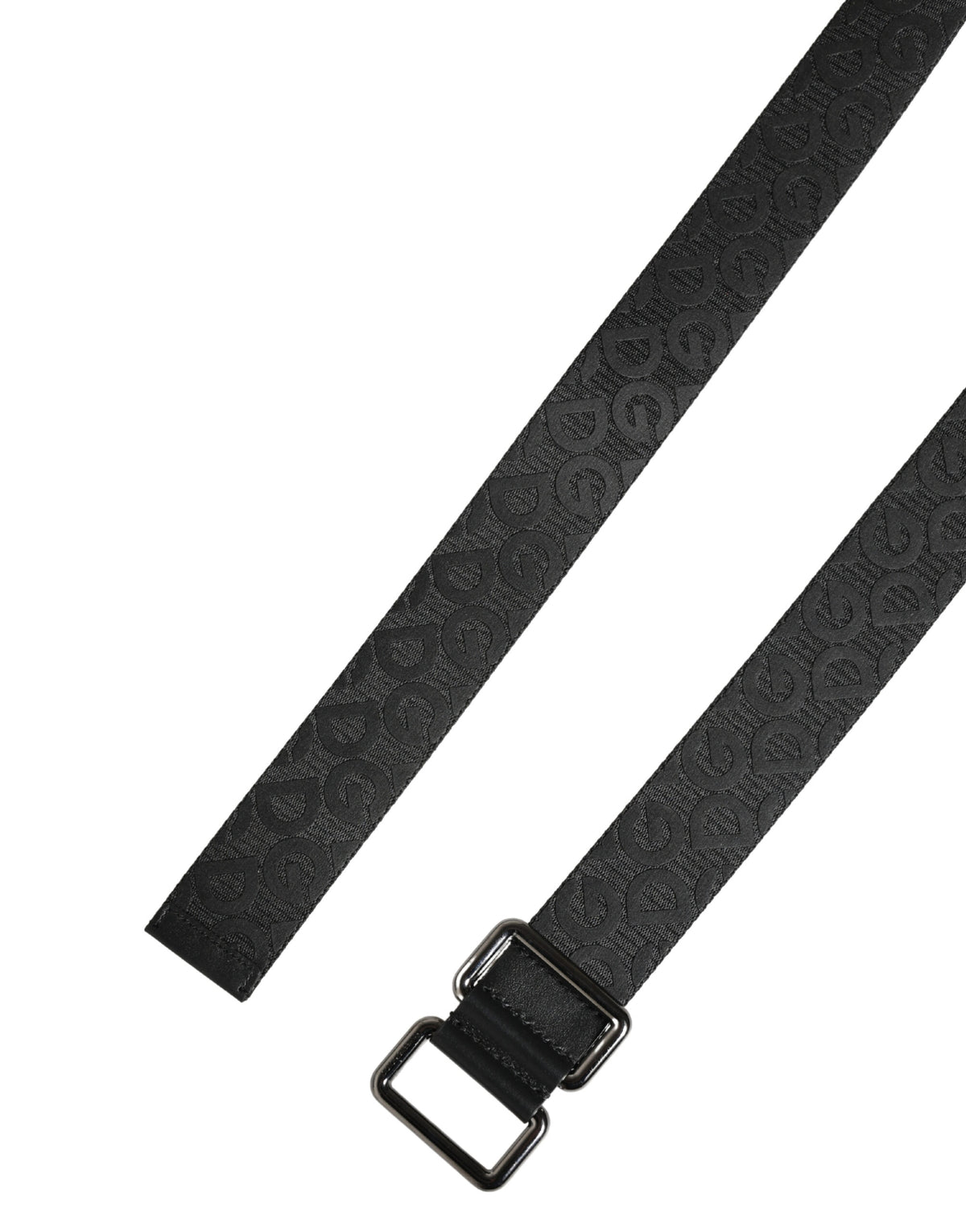 Dolce & Gabbana Black Belt with Logo Monogram and Silver Metal Buckle