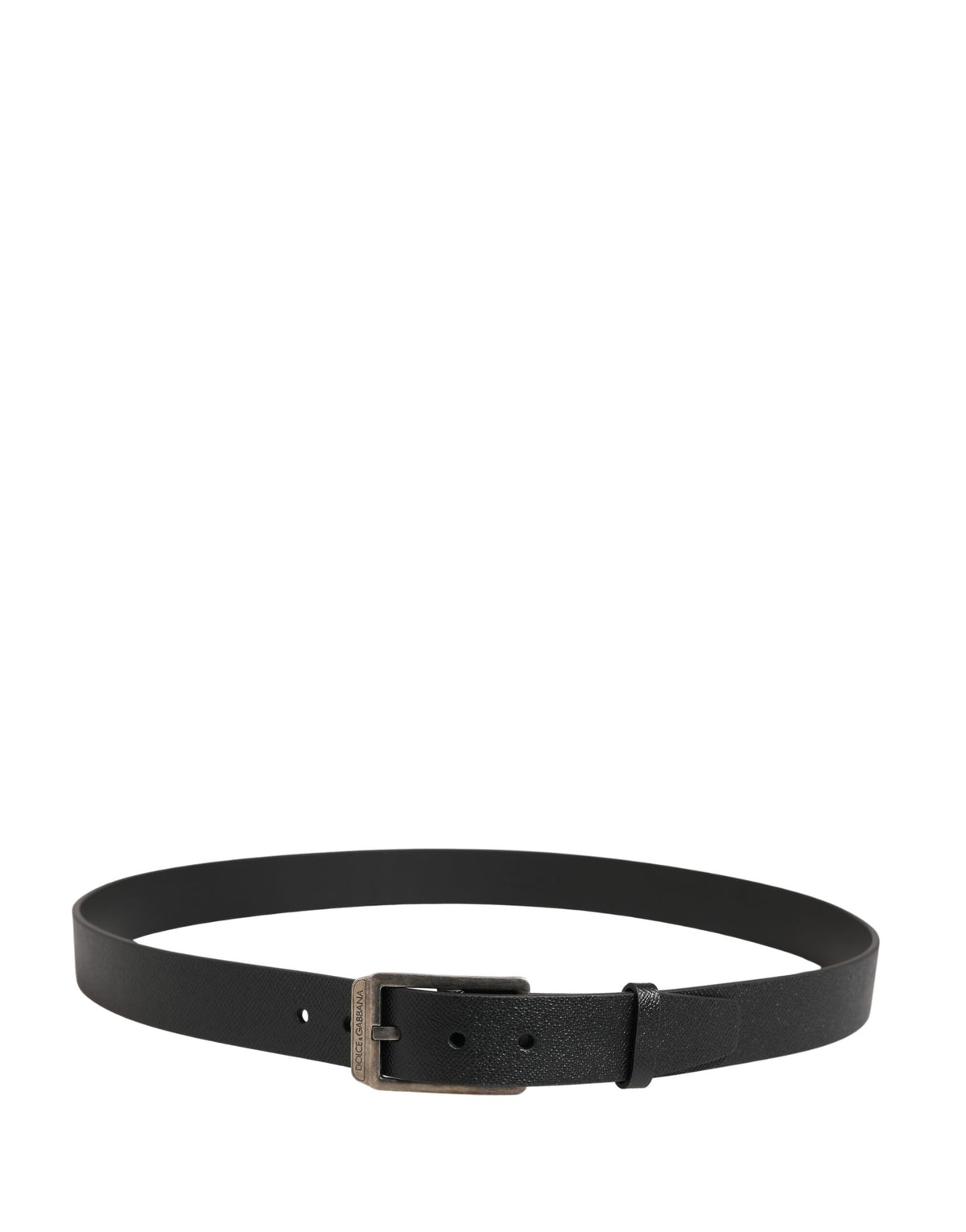 Dolce & Gabbana Black Calfskin Belt with Silver Metal Buckle