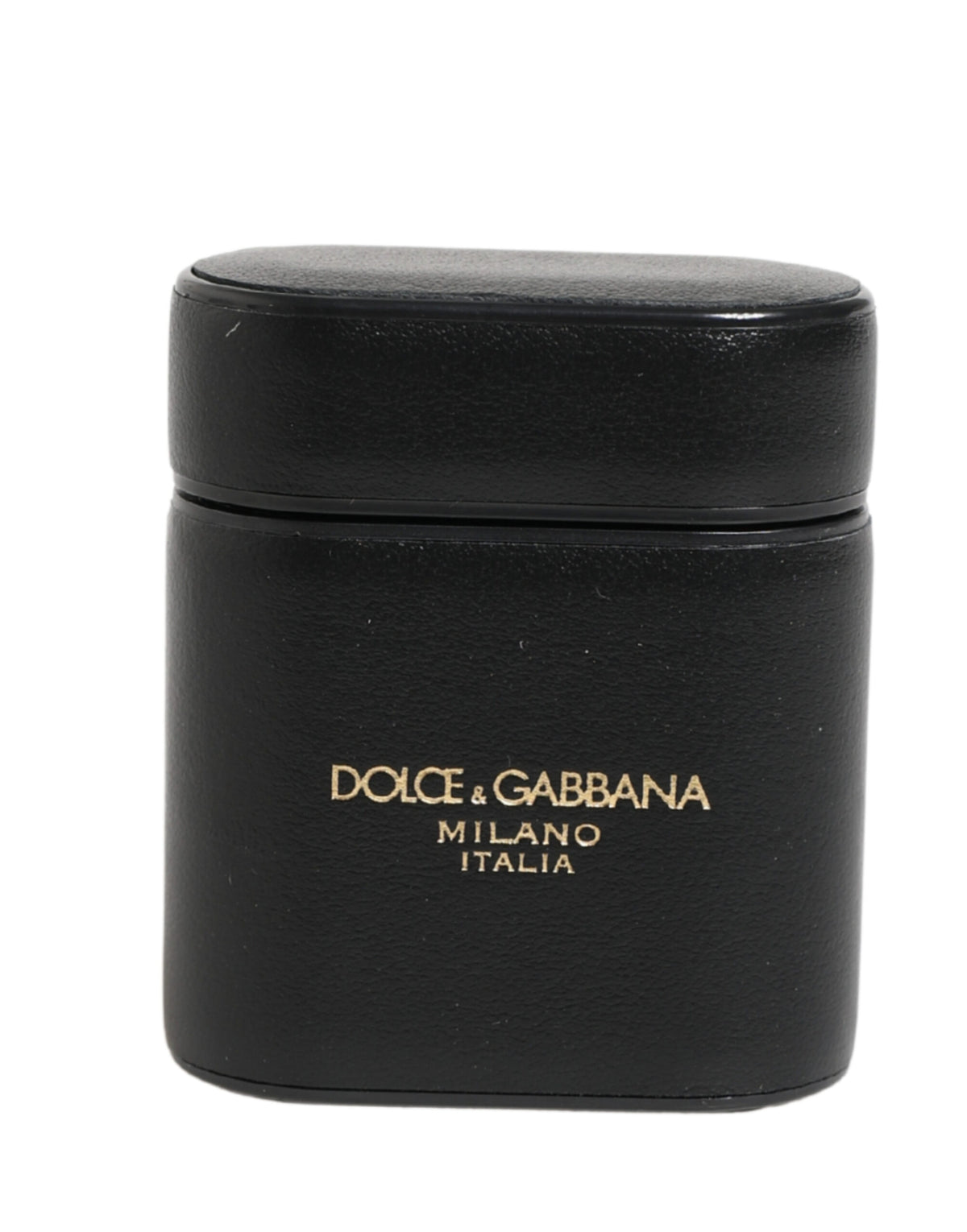 Dolce & Gabbana Black Calfskin Flip Case with Logo Print for AirPods