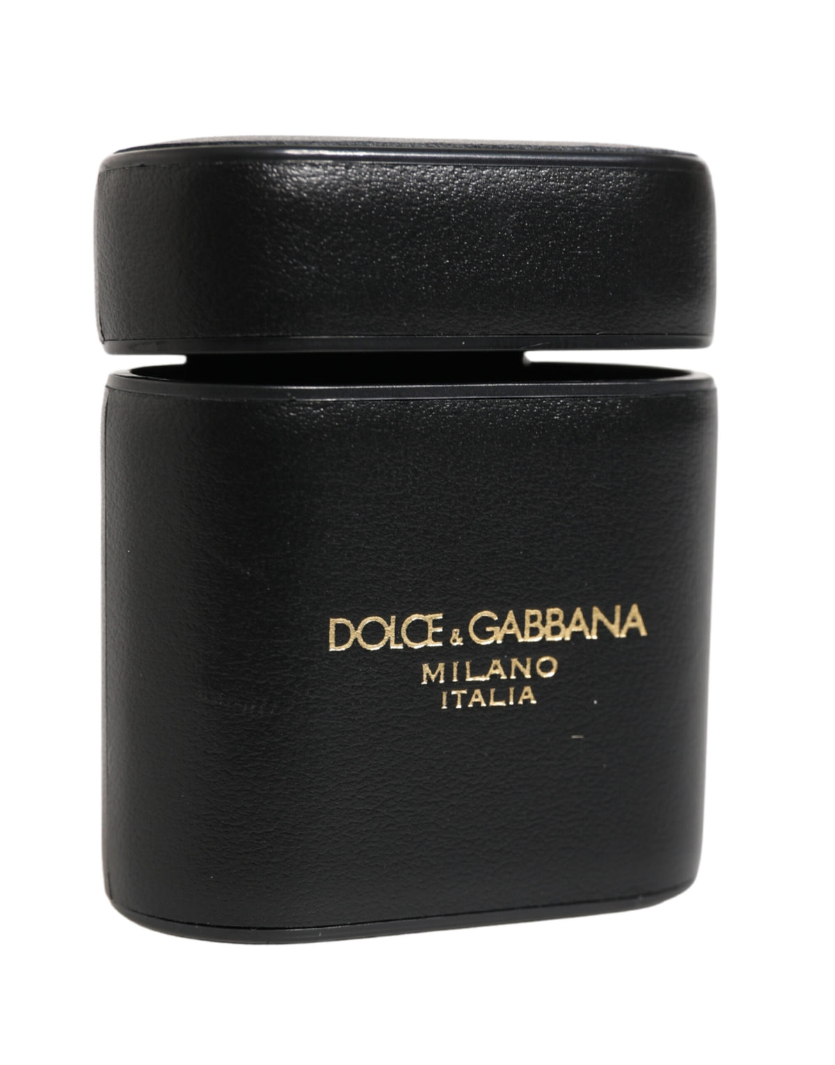 Dolce & Gabbana Black Calfskin Flip Case with Logo Print for AirPods