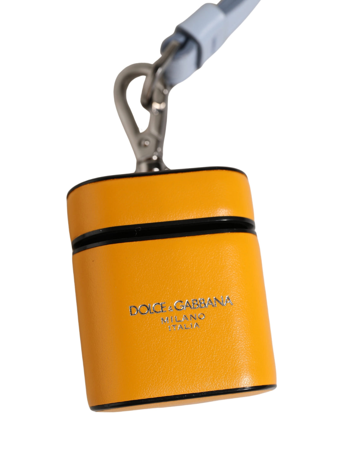 Dolce & Gabbana Etui aus gelbem Kalbsleder mit Logo, Klappverschluss und Riemen für Airpods