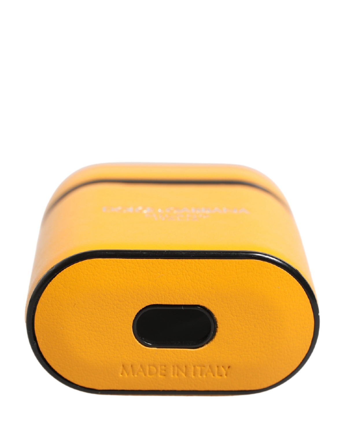 Dolce & Gabbana Etui aus gelbem Kalbsleder mit Logo, Klappverschluss und Riemen für Airpods