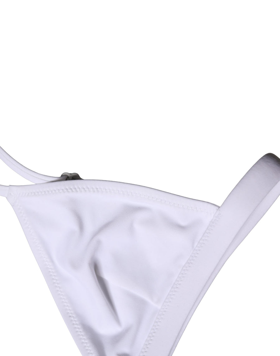 Dolce & Gabbana Bikini-Oberteil Weißes Nylon Dreieck Bademode Strandmode Bikini