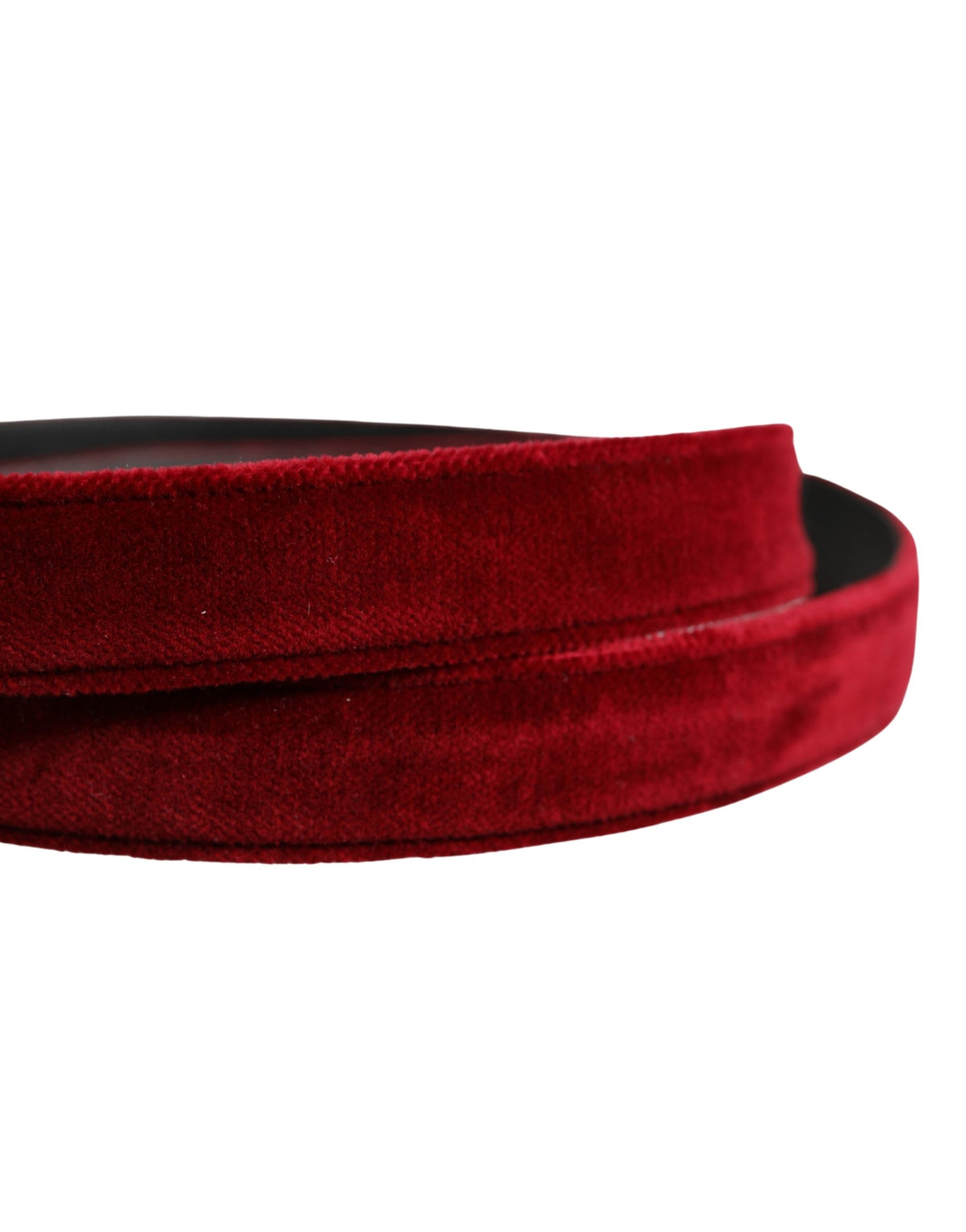Dolce & Gabbana Men's Belt in Burgundy Velvet and Cotton with Metal Buckle