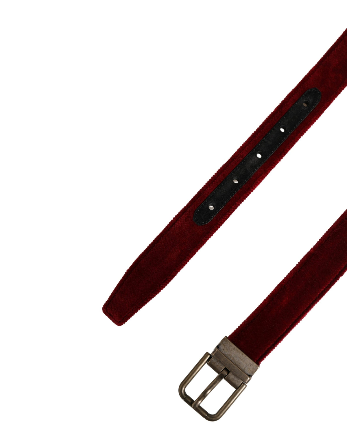 Dolce & Gabbana Men's Belt in Burgundy Velvet and Cotton with Metal Buckle